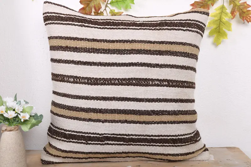Sofa Bolster Pillow, Pillow, 20x20 White Cushion Case, Turkish Kilim Pillow, Vintage Pillow, Wool Kilim Pillow Cushion Case, Boho Pillow - 2