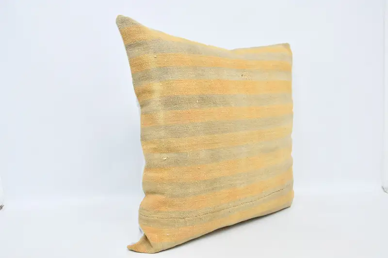 Interior Designer Pillow, Boho Pillow Sham Cover, Handmade Kilim Cushion, Cushion Cover, Boho Chic Cushion Case, 32x32 Orange Pillow Sham - 3