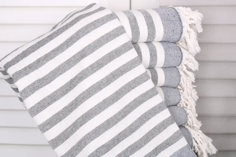 Striped Terry Towel Navy Cotton Handmade Gift, 40x67 Inches