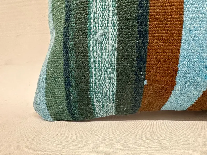 Ethnical Kilim Rug Pillow, Kilim Cushion Sham, Cushion Case, 12x24 Blue Cushion Case, Indoor Cushion Case, Custom Cushion, Gift Pillow - 2