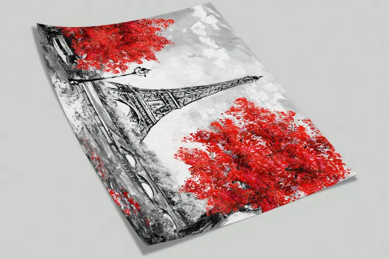 Red Leaves Wall Paper, Paris Wall Decor, Landmark Wallpaper, France Wallpaper, Red Tree Wall Mural, Travel Mural, City Mural, - 4