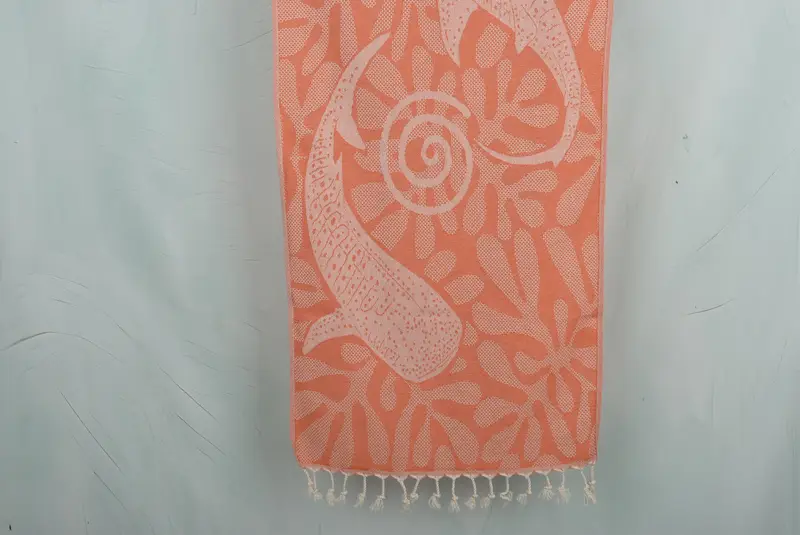 40x18 Cotton Whale Design Towel, Summer Towel, Personalized Gifts, Home Decor Towel, Small Bath Towels, Personalized Dish Towel, Bulk Order Towel - 1