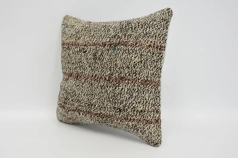 Vintage Kilim Pillow, Kilim Cushion Sham, Pet Pillow, Throw Kilim Pillow, Cushion Case, Outdoor Bolster Pillow Case, 12x12 Brown Pillow Case - 4