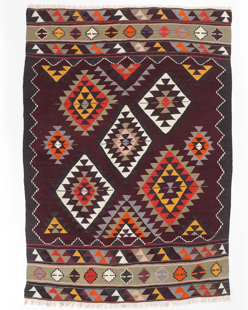 Kırmızı & Bej Halı, 5,1x7,3 ft Zarif Konfor