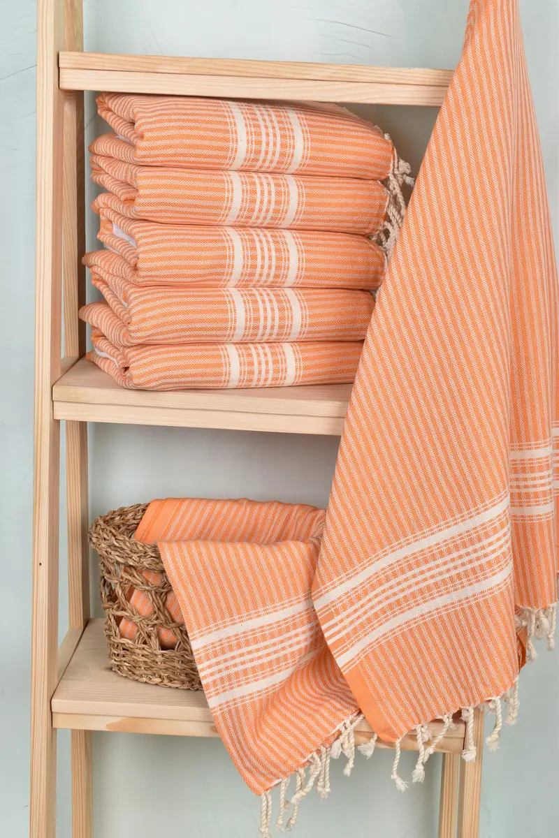 Soft and absorbent Turkish towel, Wedding Favors, Lightweight Turkish towel, Welcome Wedding Gift, Turkish hand towel, 68x38 Cotton Striped Towel - 3