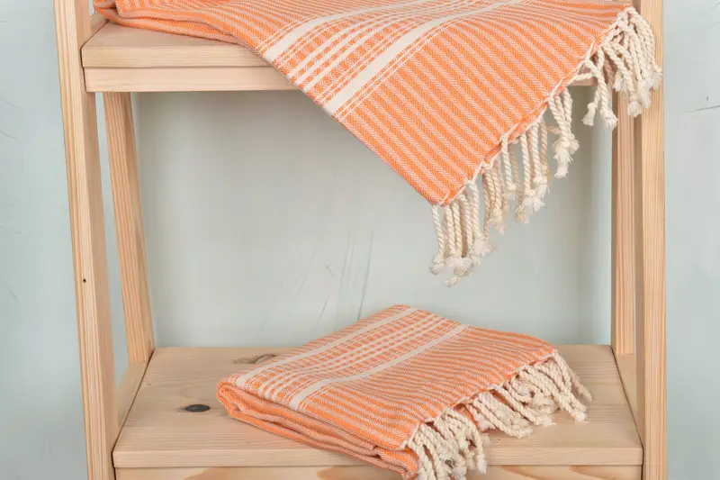 Soft and absorbent Turkish towel, Wedding Favors, Lightweight Turkish towel, Welcome Wedding Gift, Turkish hand towel, 68x38 Cotton Striped Towel - 5