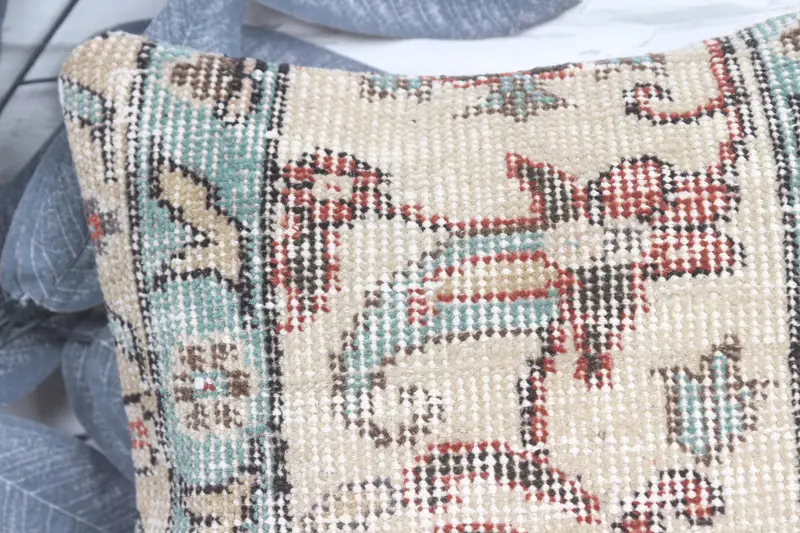 Gift Pillow, Floor Pillow Cover, Pillow, Rustic Pillow Case, Ethnical Kilim Rug Pillow, 12x12 Beige Cushion Cover, Pillow for Sofa, Tribal Pillow - 2