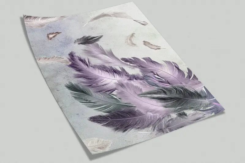 Bright Wall Paper,Purple And Gray Feather Painting,Wall Paper Peel and Stick,Purple Wallpaper,3d Wall Paper,Soft Tones Wallpaper, - 8