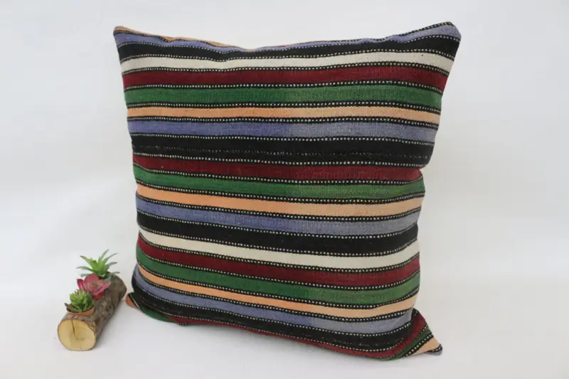 Boho Pillow, Pillow Cover, Authentic Cushion Case, Handwoven Pillow Case, 28x28 Red Pillow Cover, Ethnical Kilim Rug Pillow, Boho Pillow Sham Cover - 5