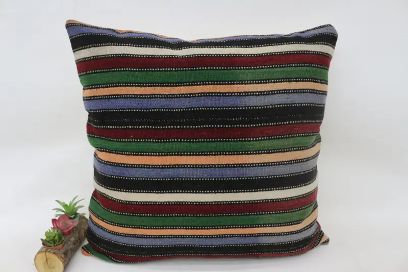 Boho Pillow, Pillow Cover, Authentic Cushion Case, Handwoven Pillow Case, 28x28 Red Pillow Cover, Ethnical Kilim Rug Pillow, Boho Pillow Sham Cover - 4