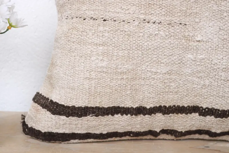 Sofa Cushion Case, Pillow Cover, Sofa Pillow Sham, Vintage Kilim Pillow, Turkish Pillow, Vintage Kilim Throw Pillow, 16x16 Beige Cushion Cover - 3