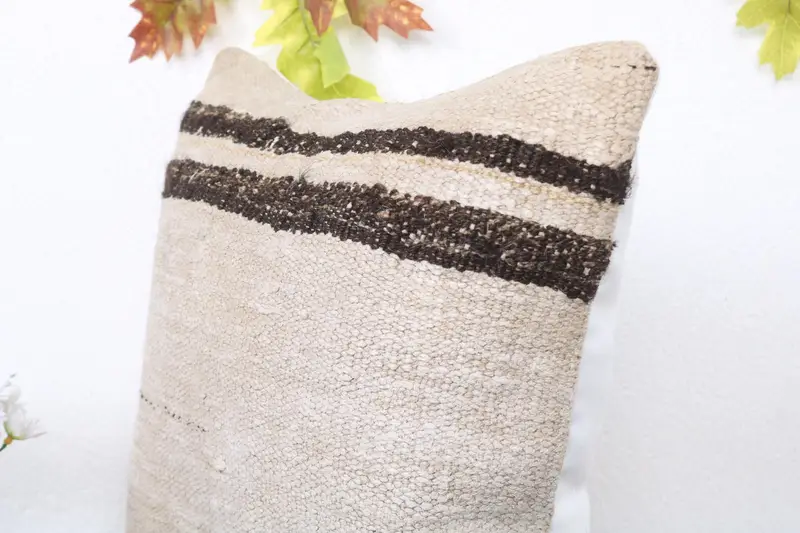 Sofa Cushion Case, Pillow Cover, Sofa Pillow Sham, Vintage Kilim Pillow, Turkish Pillow, Vintage Kilim Throw Pillow, 16x16 Beige Cushion Cover - 5