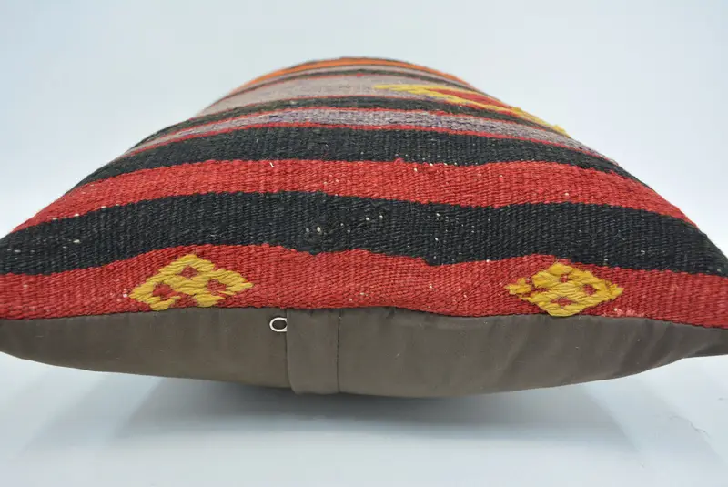 Antique Pillows, Bolster Throw Cushion Case, Kilim Cushion Sham, Kilim Pillow Cover, 16x24 Orange Cushion Cover, Cushion Case - 5