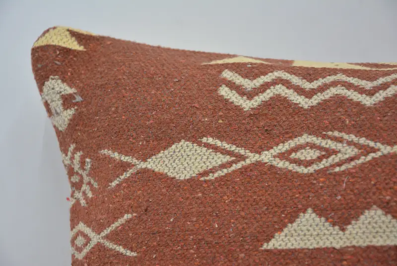 Armchair Cushion Case, 20x28 Red Cushion Cover, Ethnical Kilim Rug Pillow, Boho Pillow Sham Cover, Pillow Sham, Vintage Kilim Throw Pillow - 2