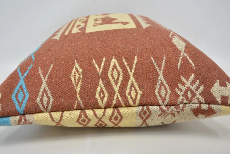 Armchair Cushion Case, 20x28 Red Cushion Cover, Ethnical Kilim Rug Pillow, Boho Pillow Sham Cover, Pillow Sham, Vintage Kilim Throw Pillow - 5