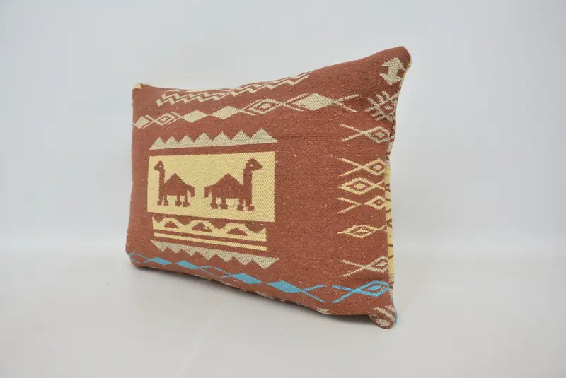 Armchair Cushion Case, 20x28 Red Cushion Cover, Ethnical Kilim Rug Pillow, Boho Pillow Sham Cover, Pillow Sham, Vintage Kilim Throw Pillow - 4