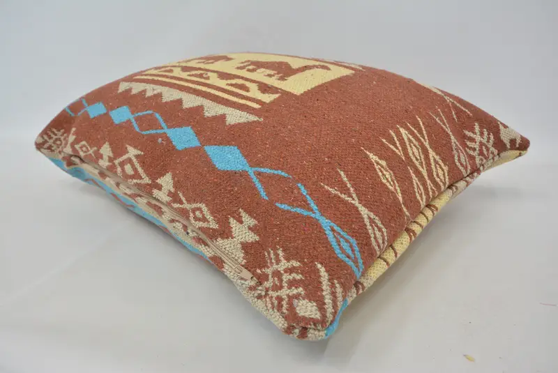Armchair Cushion Case, 20x28 Red Cushion Cover, Ethnical Kilim Rug Pillow, Boho Pillow Sham Cover, Pillow Sham, Vintage Kilim Throw Pillow - 6