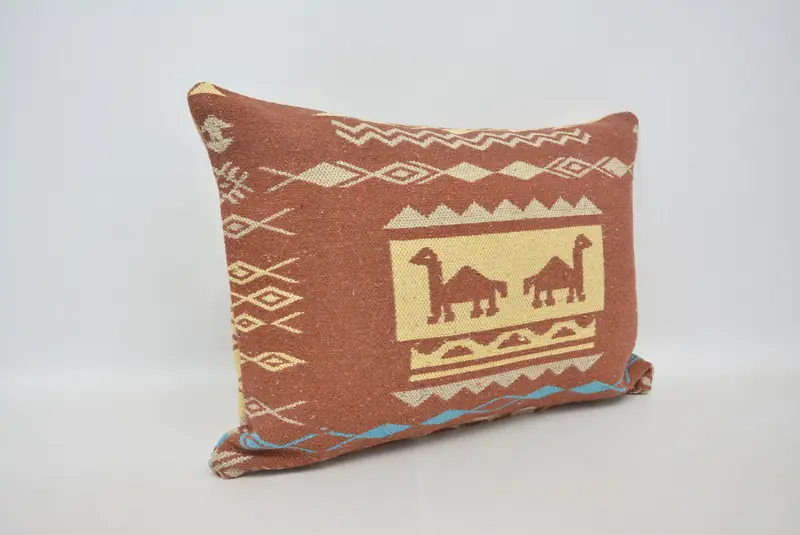 Armchair Cushion Case, 20x28 Red Cushion Cover, Ethnical Kilim Rug Pillow, Boho Pillow Sham Cover, Pillow Sham, Vintage Kilim Throw Pillow - 3