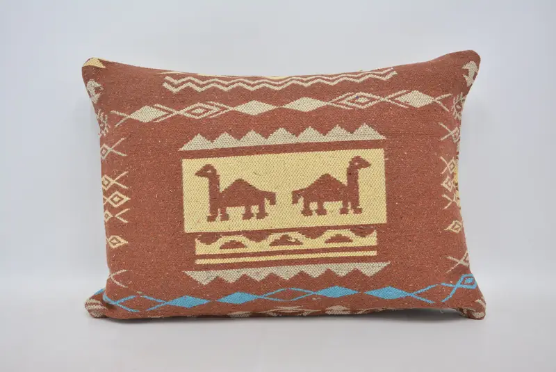 Armchair Cushion Case, 20x28 Red Cushion Cover, Ethnical Kilim Rug Pillow, Boho Pillow Sham Cover, Pillow Sham, Vintage Kilim Throw Pillow - 1