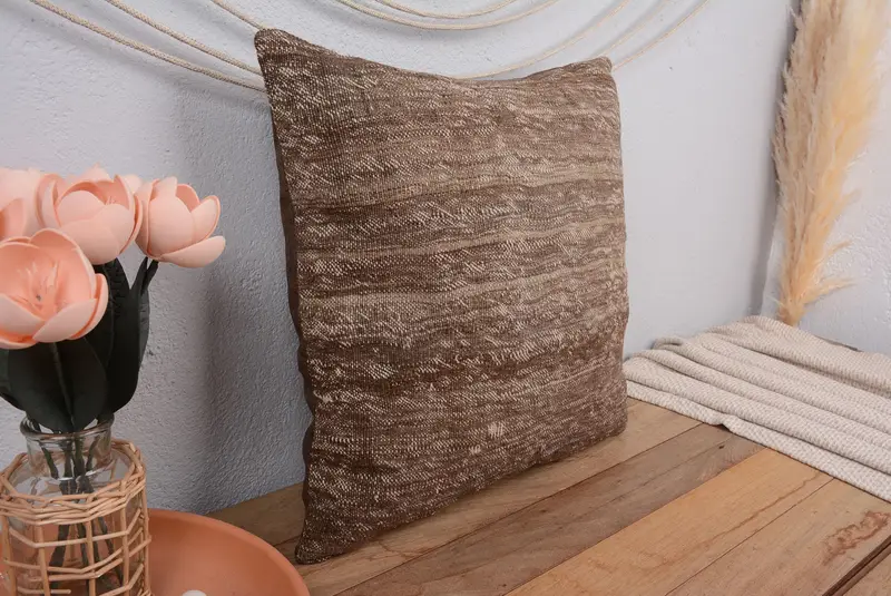 Almohada de tiro a rayas hecha a mano, cojín vintage bordado