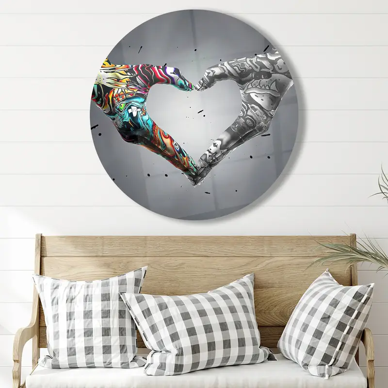 現代的なプリントガラス: Hand Love Graffiti Banksy デザイン