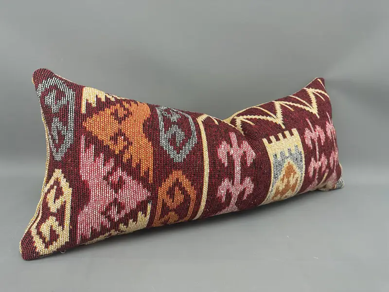Pillow Sham, Kilim Rug Cushion Case, Turkish Kilim Pillow, Pastel Pillow Cover, Antique Pillows, Car Cushion, Boho Pillow, 16x36 Red Pillow Cover - 2