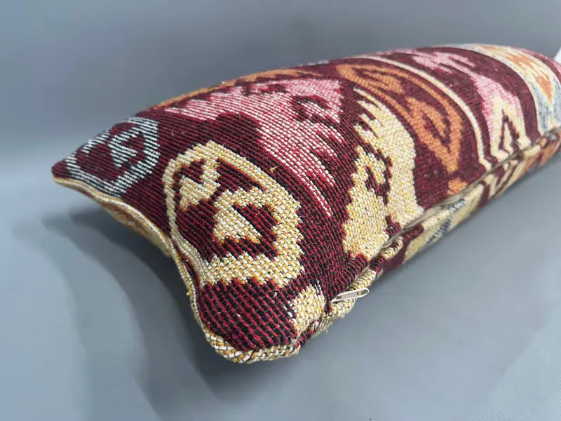 Pillow Sham, Kilim Rug Cushion Case, Turkish Kilim Pillow, Pastel Pillow Cover, Antique Pillows, Car Cushion, Boho Pillow, 16x36 Red Pillow Cover - 6
