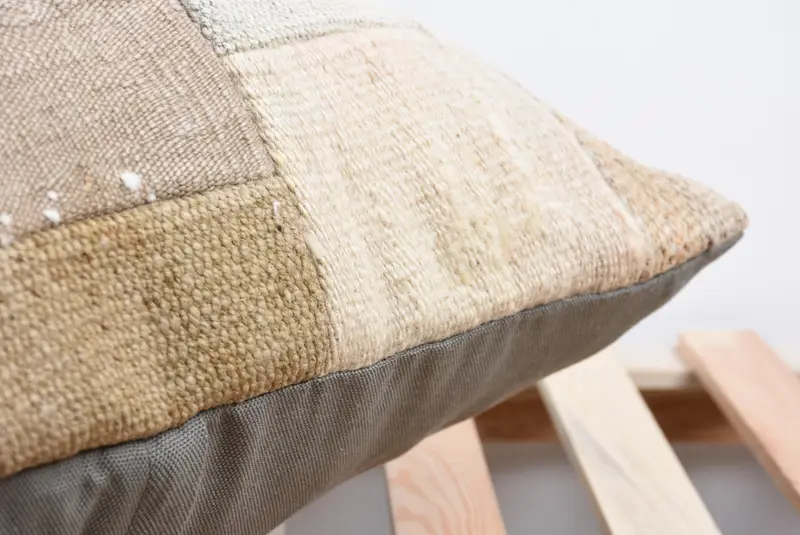 28x28 Beige Pillow Sham, Handmade Kilim Cushion, Cushion Cover, Interior Designer Pillow, Turkish Pillow, Chair Pillow Case, Ikat Cushion Case - 7