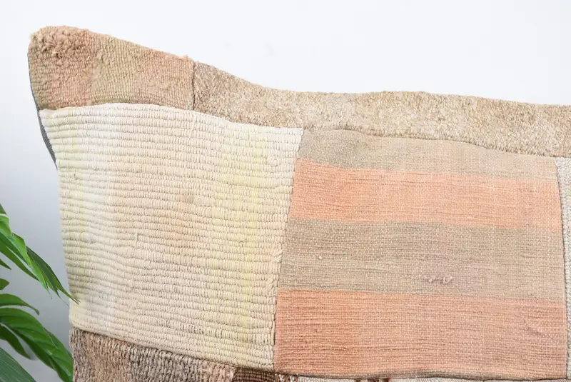 28x28 Beige Pillow Sham, Handmade Kilim Cushion, Cushion Cover, Interior Designer Pillow, Turkish Pillow, Chair Pillow Case, Ikat Cushion Case - 2