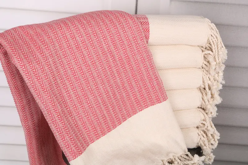 Palm Design Personalized Towel, Red Cotton, 36x67 Inches