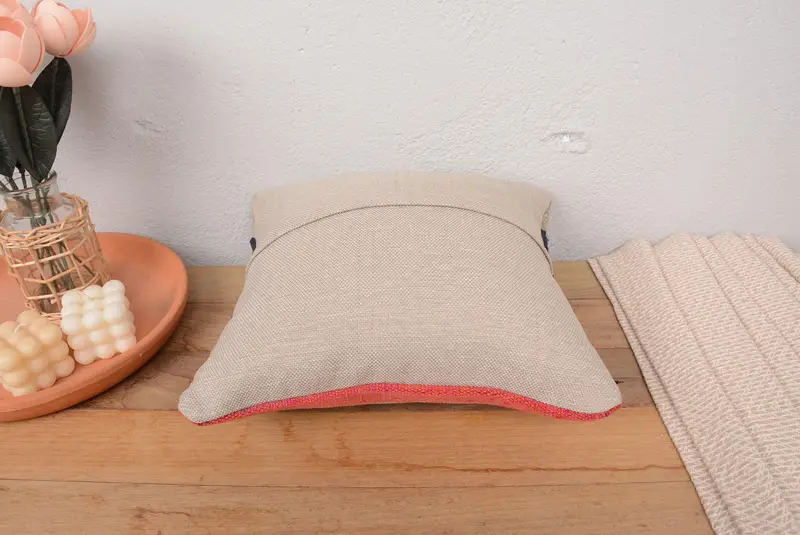 Pillow Case, 14x14 Beige Cushion, Nautical Throw Cushion Case, Turkish Kilim Pillow, Sofa Cushion Case, Antique Pillows, Pillow for Couch - 6