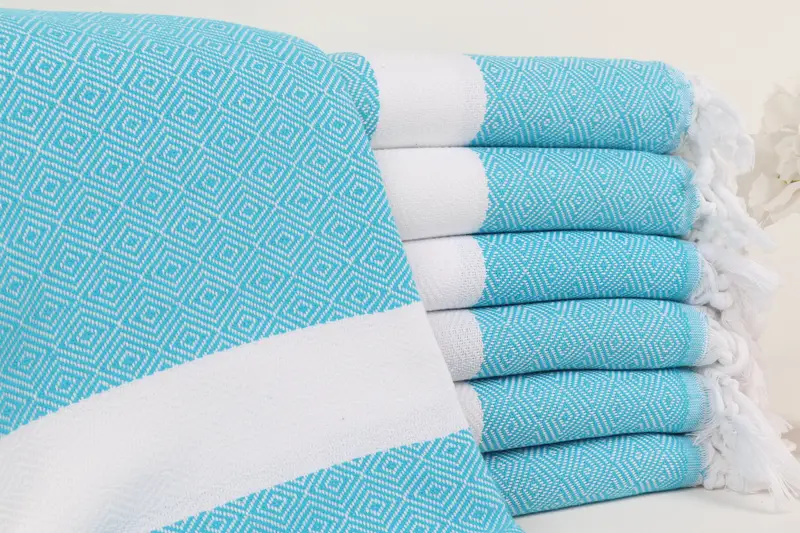 Turkish Towels Beach Monogrammed Organic Cotton Turquoise, 40x71 Inches