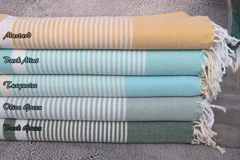 Striped Turkish Towel Organic Cotton Beige 40x71 Inches