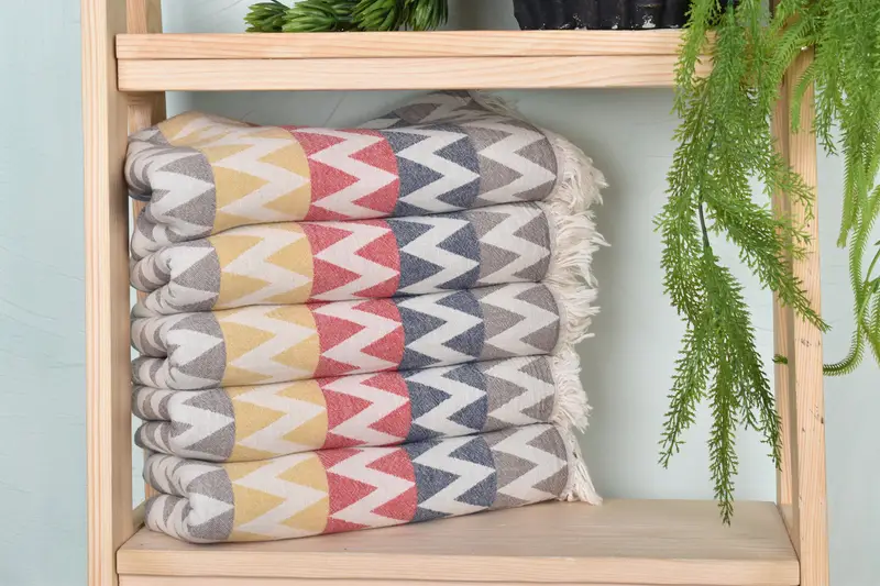 Zigzag Design Towel Cotton/Linen, Bachelorette Party Gift, 40x71 Inches