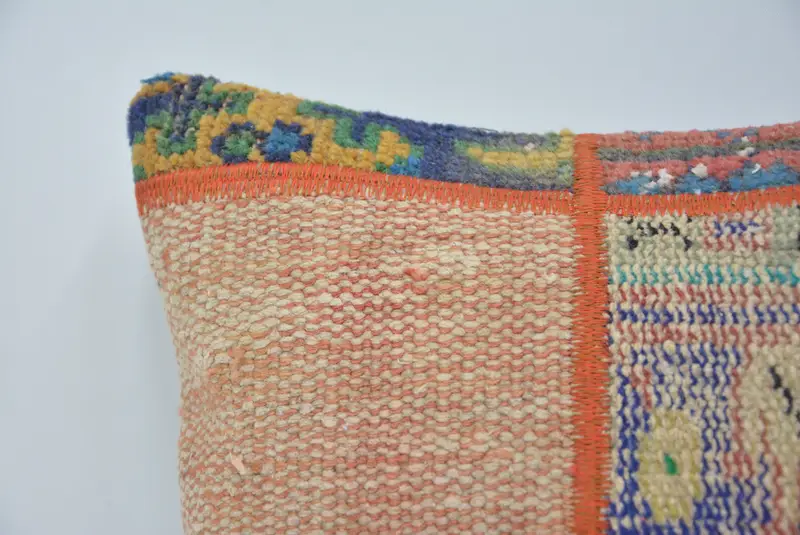 Vintage Kilim Pillow, Vintage Kilim Throw Pillow, Pillow Case, 16x16 Blue Pillow Sham, Floor Pillow Sham, Boho Pillow, Boho Throw Pillow - 2