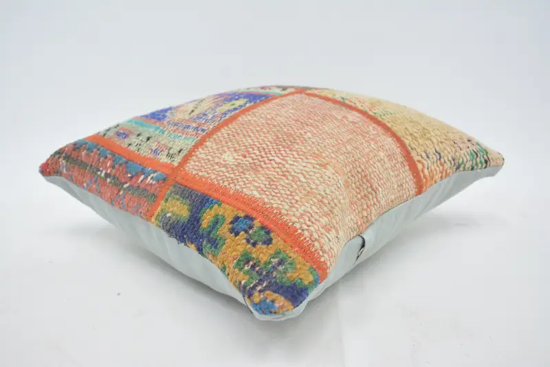 Vintage Kilim Pillow, Vintage Kilim Throw Pillow, Pillow Case, 16x16 Blue Pillow Sham, Floor Pillow Sham, Boho Pillow, Boho Throw Pillow - 6