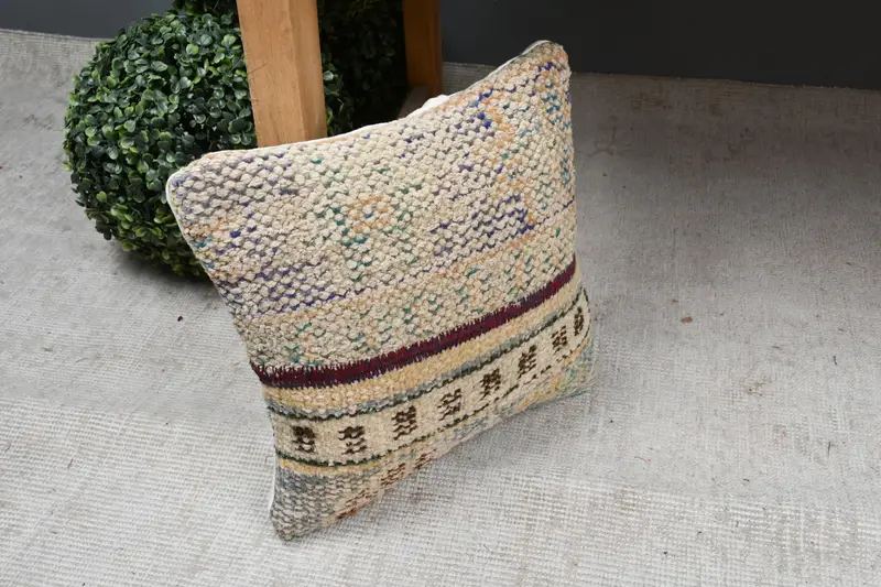 Interior Designer Pillow, 12x12 Blue Cushion, Ethnical Kilim Rug Pillow, Cushion Case, Personalized Gift Pillow Pillow Case, Boho Pillow - 7