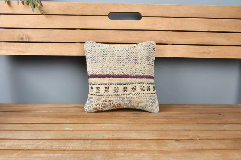 Interior Designer Pillow, 12x12 Blue Cushion, Ethnical Kilim Rug Pillow, Cushion Case, Personalized Gift Pillow Pillow Case, Boho Pillow - 6
