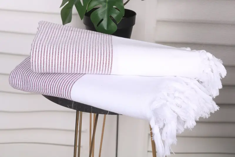 Housewarming Gift, Bachelorette Party Gifts, 70x40 Cotton Striped Towel, Luxury Turkish beach towel with fringe, Organic towel, Birthday Gift - 3