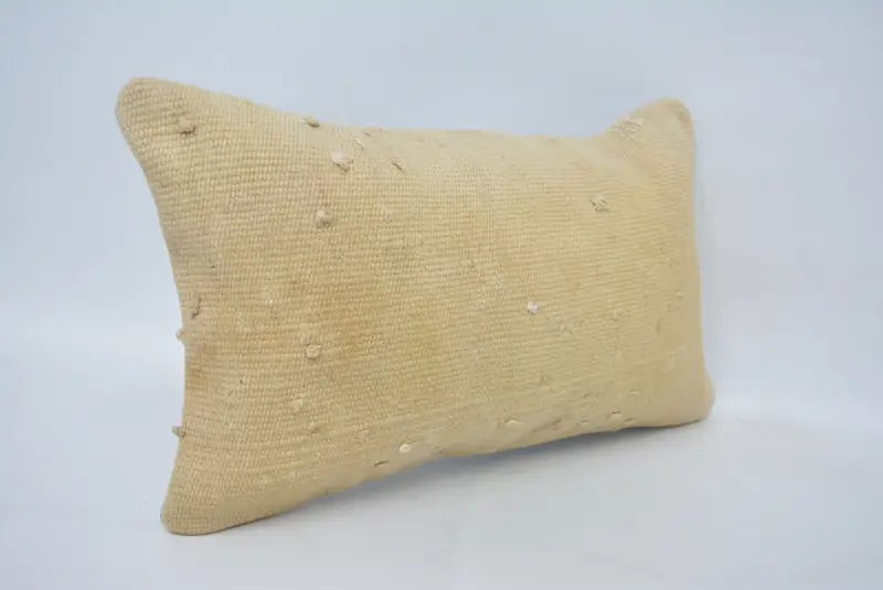 Boho Pillow Sham Cover, Nomadic Pillow, Decorative Pillow Sham, Vintage Kilim Throw Pillow, 12x20 Beige Pillow, Handmade Kilim Cushion, Cushion Case - 3