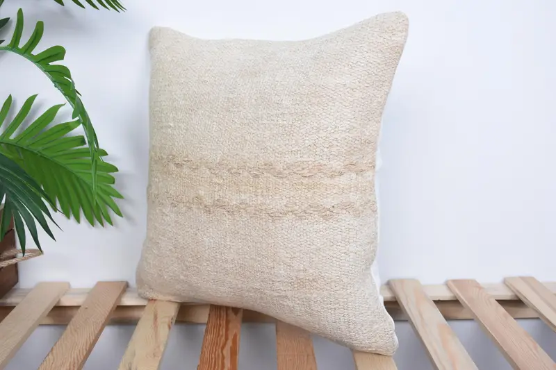 Pillow for Sofa, Retro Pillow Sham, Decorative Bolster Pillow Case, Pillow, Kilim Pillow, 16x16 Beige Cushion, Interior Designer Pillow - 5