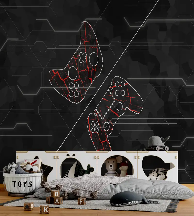 Game Console Wall Mural, Custom Paper Craft, Modern Wall Painting, Do It Yourself, Boy Room Wall Print, Modern Wallpaper, - 10