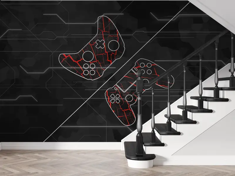 Game Console Wall Mural, Custom Paper Craft, Modern Wall Painting, Do It Yourself, Boy Room Wall Print, Modern Wallpaper, - 6