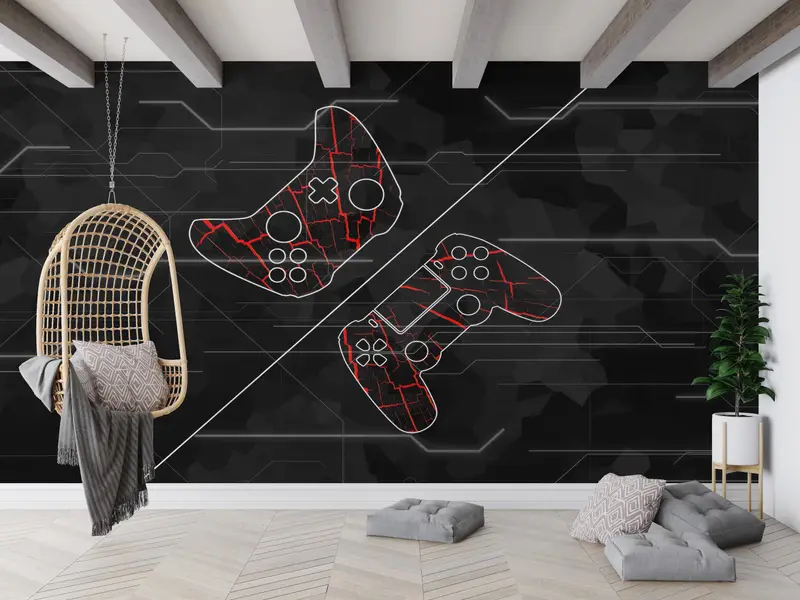 Game Console Wall Mural, Custom Paper Craft, Modern Wall Painting, Do It Yourself, Boy Room Wall Print, Modern Wallpaper, - 5