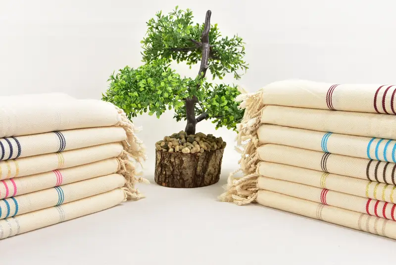 Bathroom Towel, 70x40 Linen Striped Towel, Bridesmaid Towel, Guest Towel, Personalized Wedding Gift, Handmade Gift, Bachelorette Gifts - 3