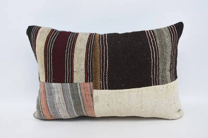 Handmade Kilim Cushion, 16x24 Brown Cushion Cover, Ethnic Pillow Cover Pillow Cover, Pillow Case, Throw Kilim Pillow, Vintage Kilim Pillow - 1