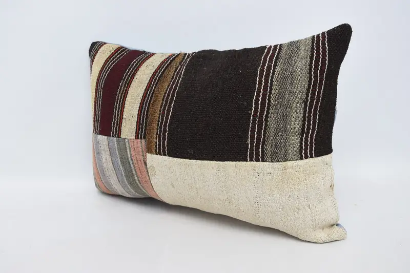 Handmade Kilim Cushion, 16x24 Brown Cushion Cover, Ethnic Pillow Cover Pillow Cover, Pillow Case, Throw Kilim Pillow, Vintage Kilim Pillow - 4