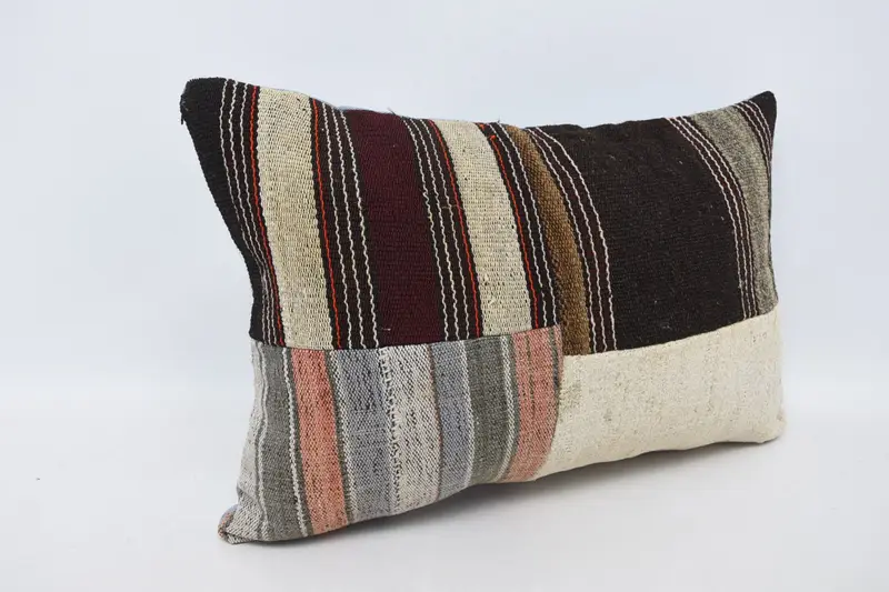 Handmade Kilim Cushion, 16x24 Brown Cushion Cover, Ethnic Pillow Cover Pillow Cover, Pillow Case, Throw Kilim Pillow, Vintage Kilim Pillow - 3