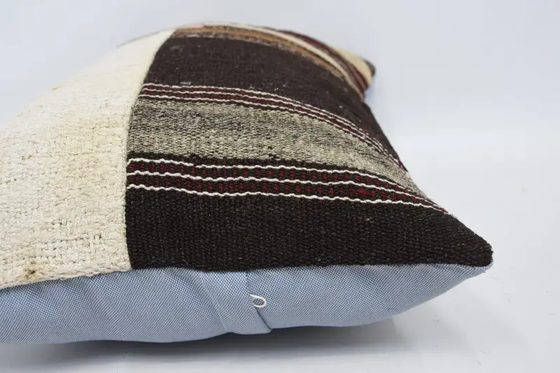 Handmade Kilim Cushion, 16x24 Brown Cushion Cover, Ethnic Pillow Cover Pillow Cover, Pillow Case, Throw Kilim Pillow, Vintage Kilim Pillow - 5