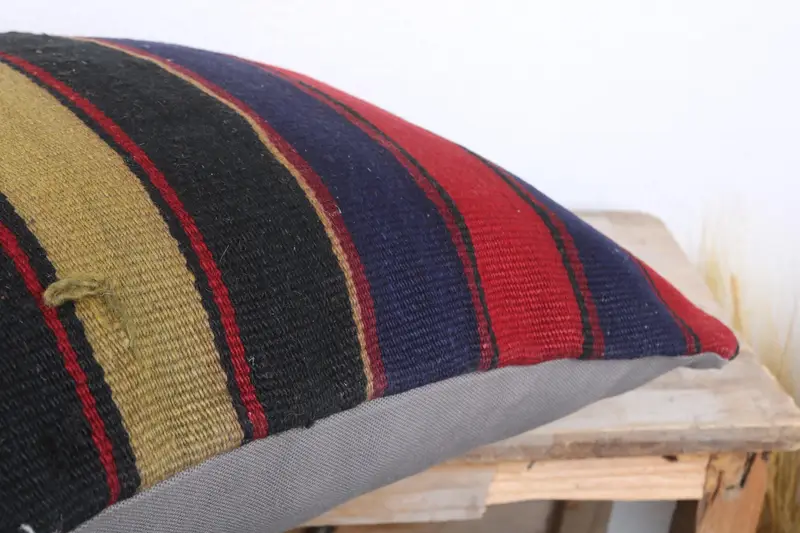 Boho Pillow, Ethnic Pillow, Bolster Throw Cushion Cover, Pillow, Vintage Pillow, Home Decor Pillow, 18x18 Blue Cushion Case, Muted Pillow Sham - 6